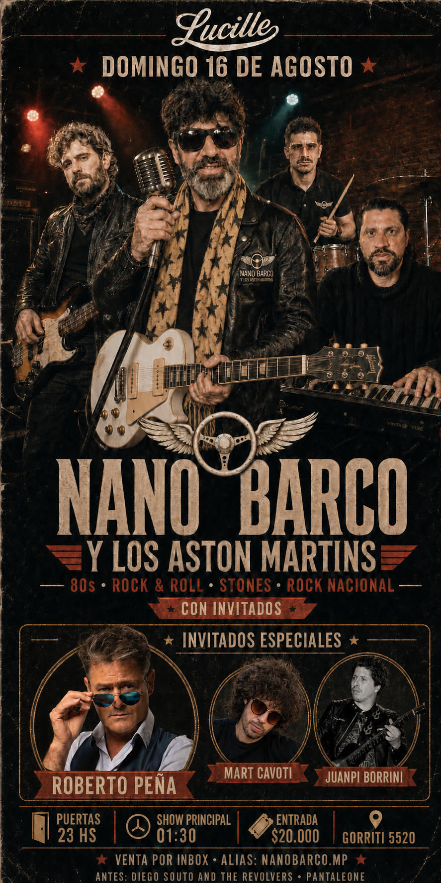 Nano Barco y los Aston Martins en Lucille, domingo 16 de agosto